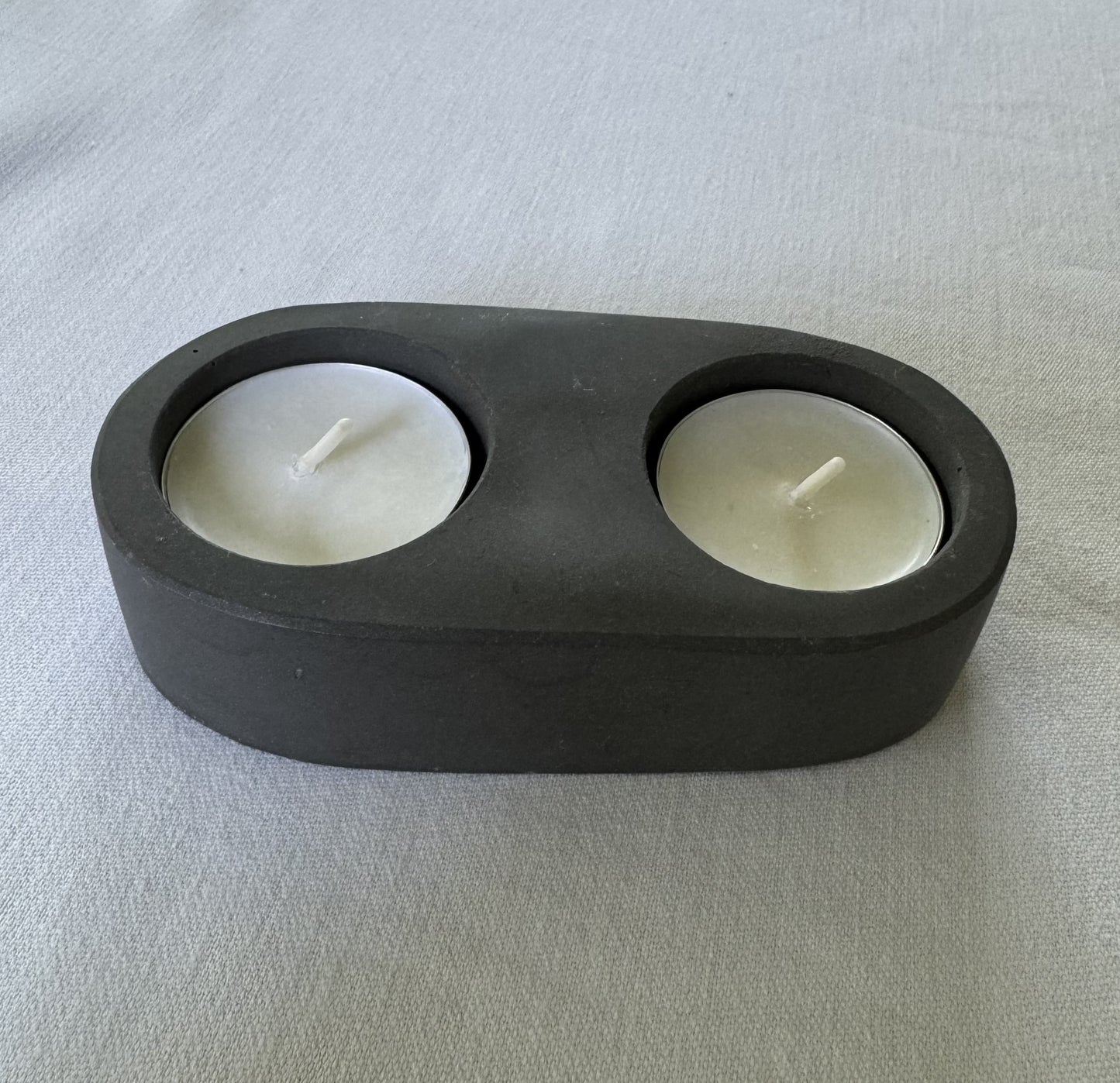 Concrete Tea Light Holder with 2 Tea Lights, Handmade, Minimalist Modern Design