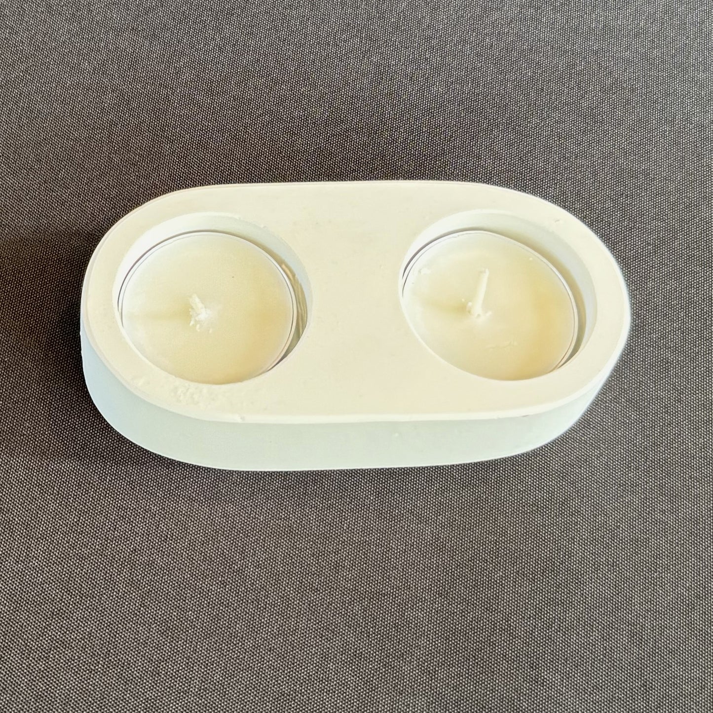 Concrete Tea Light Holder with 2 Tea Lights, Handmade, Minimalist Modern Design
