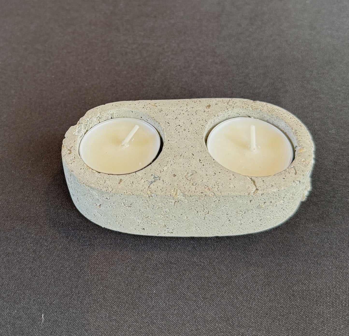 Concrete Tea Light Holder with 2 Tea Lights, Handmade, Minimalist Modern Design
