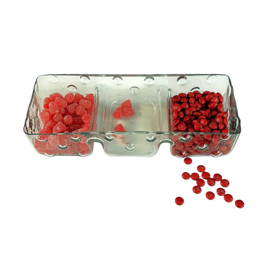 Hobnail Glass Triple Tidbit Dish, Mud Pie