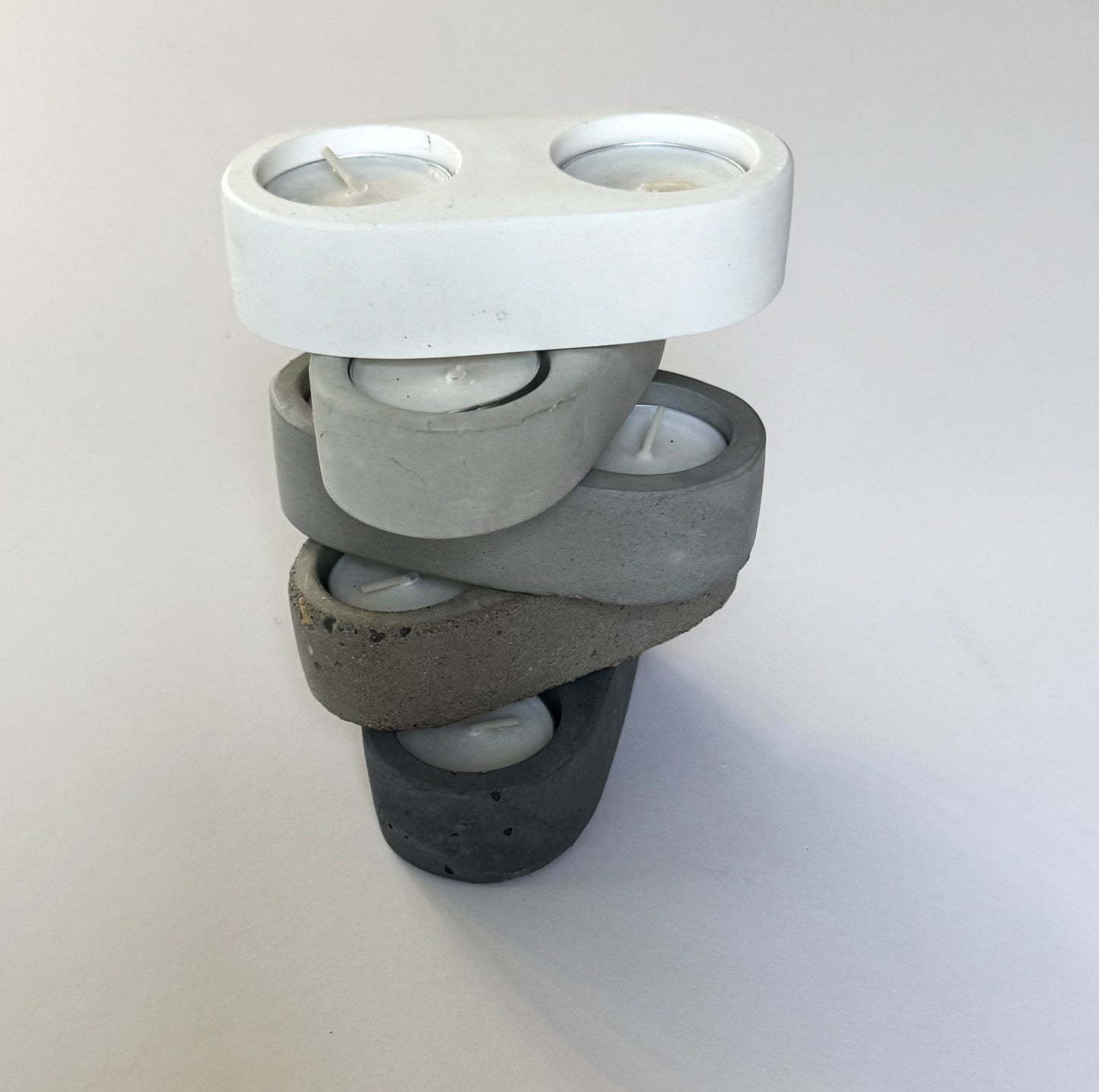 Concrete Tea Light Holder with 2 Tea Lights, Handmade, Minimalist Modern Design