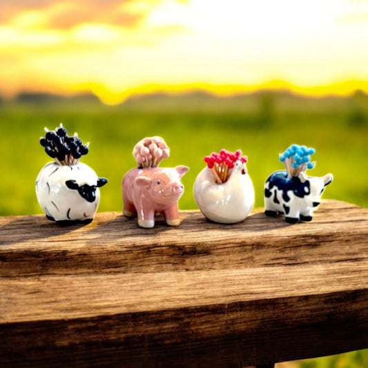 Fancy Farm Animal Toothpick Holder