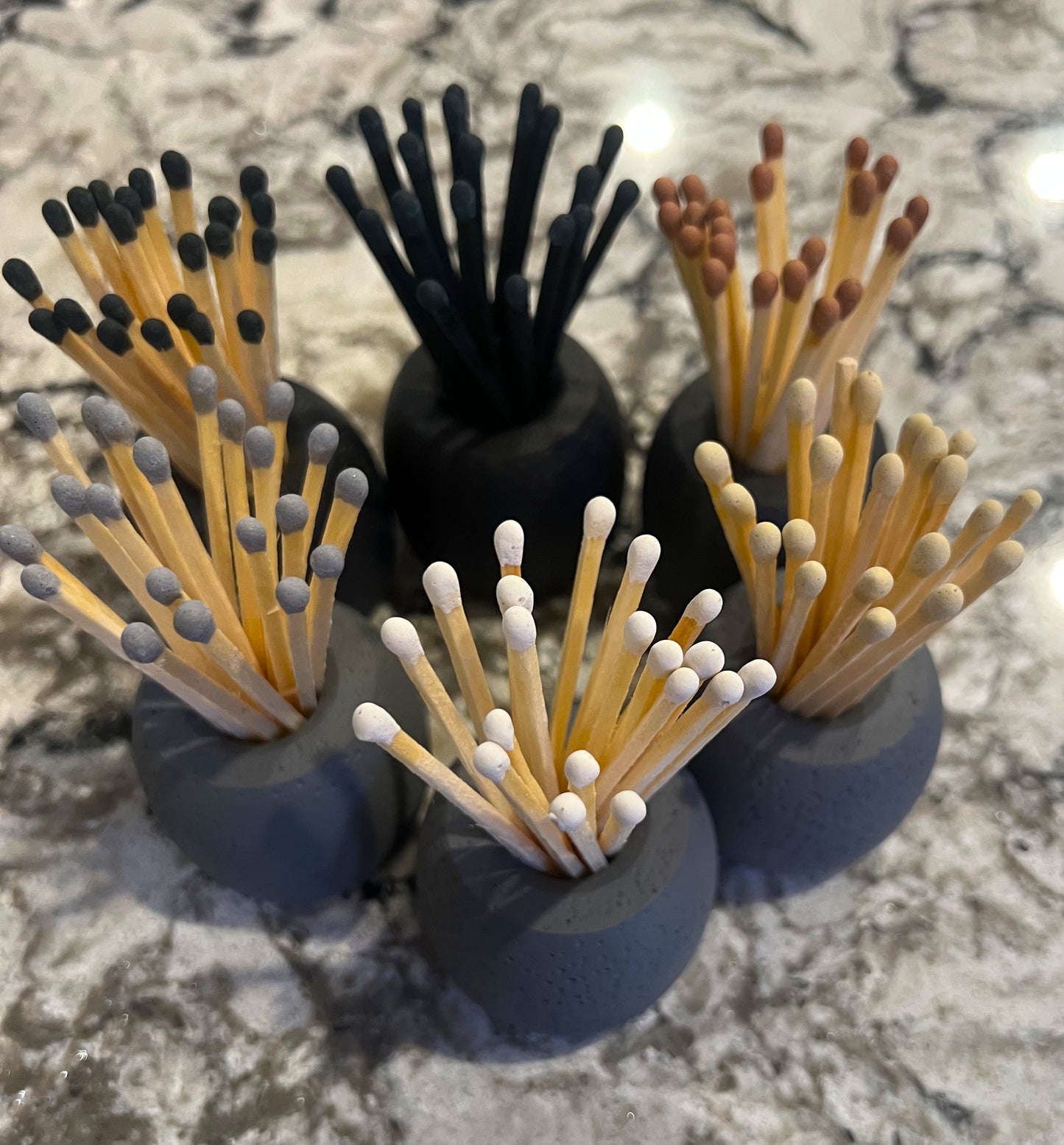 Concrete Match Holder/Toothpick Holder: Include 25 Colored Matches -20 Color Options Available