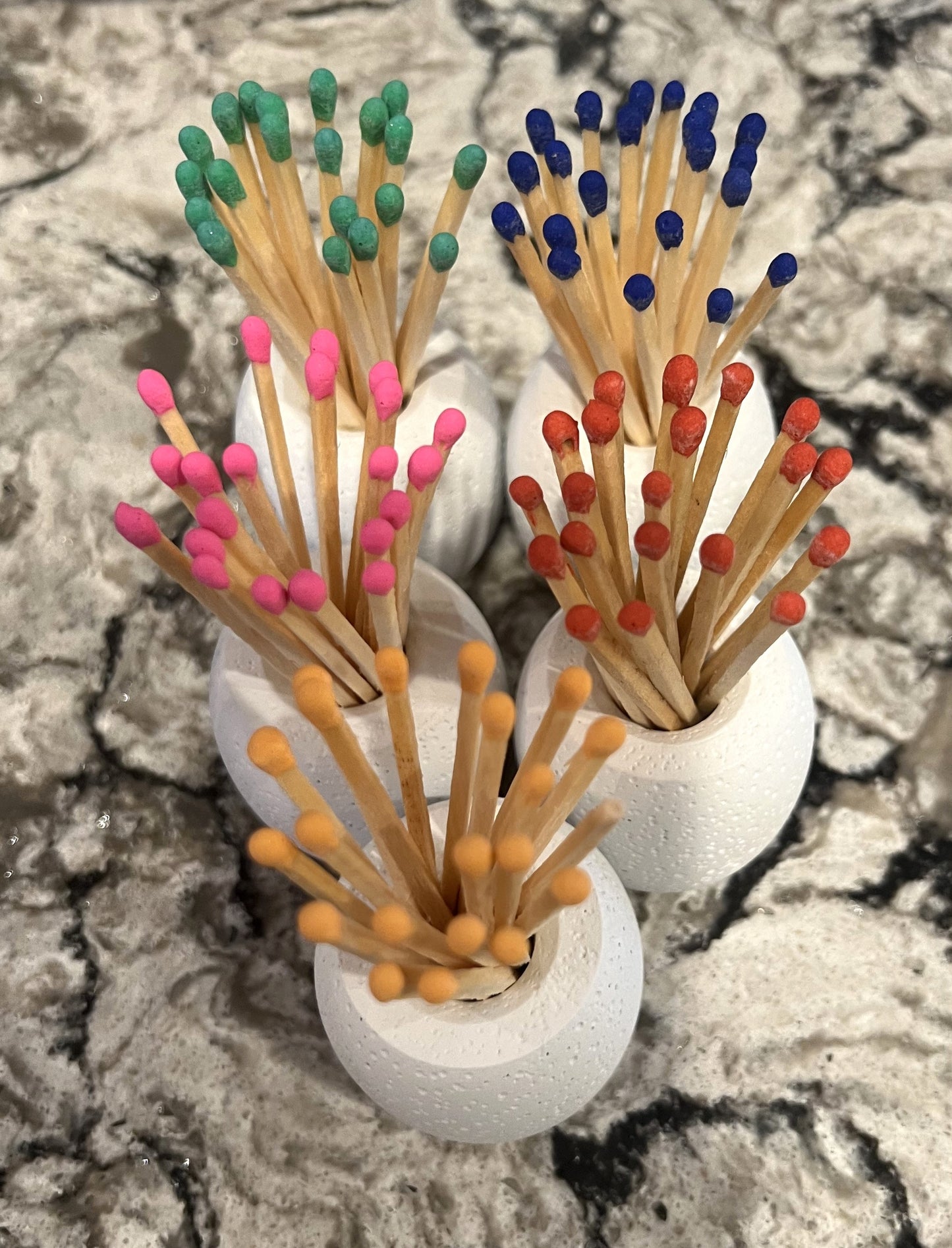 Concrete Match Holder/Toothpick Holder: Include 25 Colored Matches -20 Color Options Available