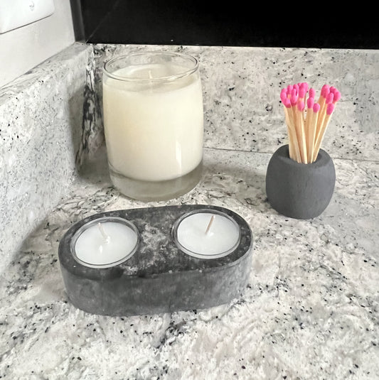 Concrete Match Holder/Toothpick Holder: Include 25 Colored Matches -20 Color Options Available