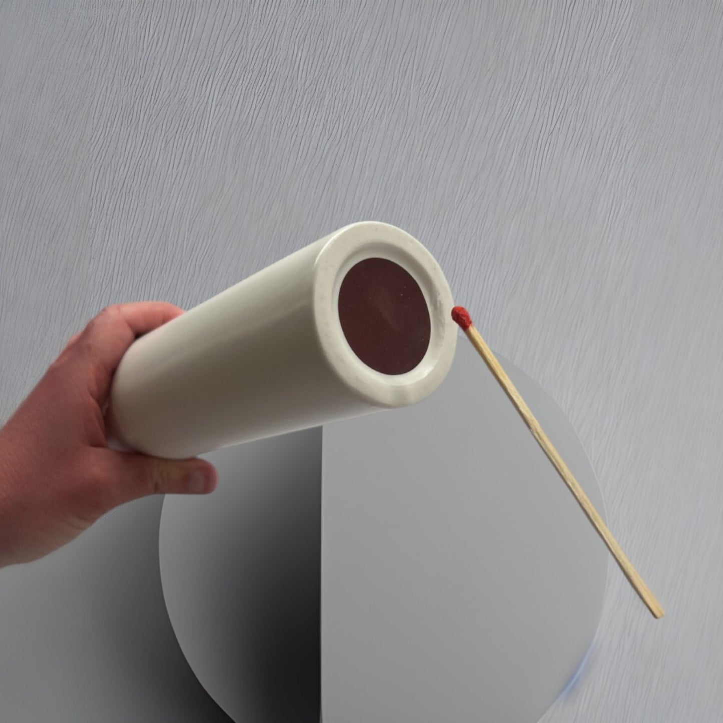 White Ceramic Matchstick Holder with 50 - 7" Fireplace Matches & Striker Pad
