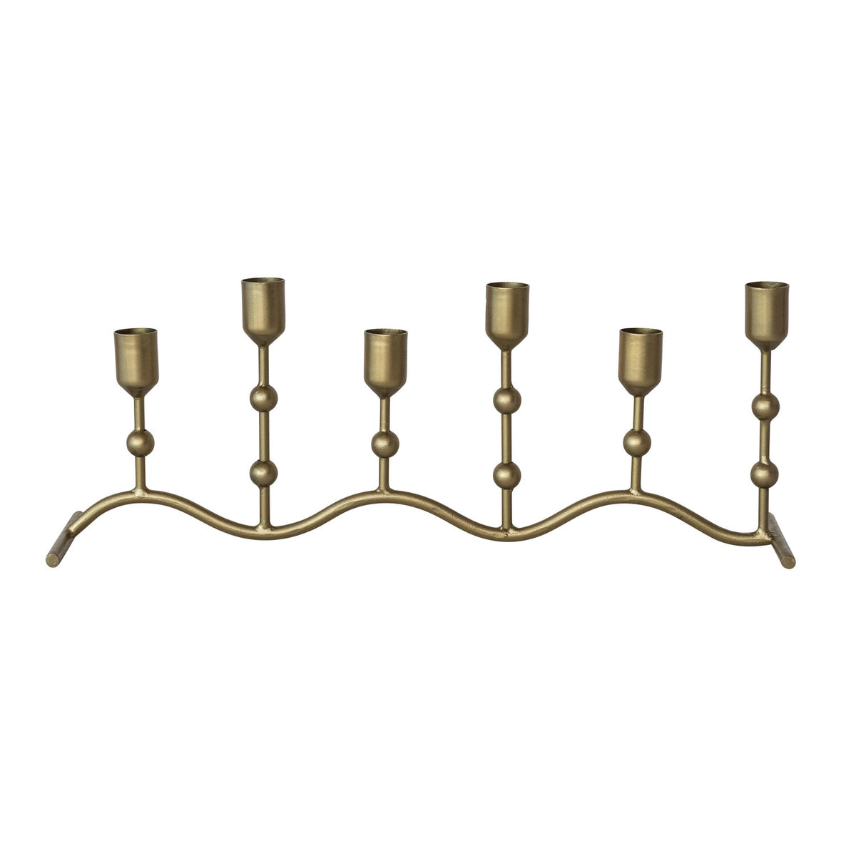 Antique Gold Iron Candle Runner: 6 Taper Candle Holder