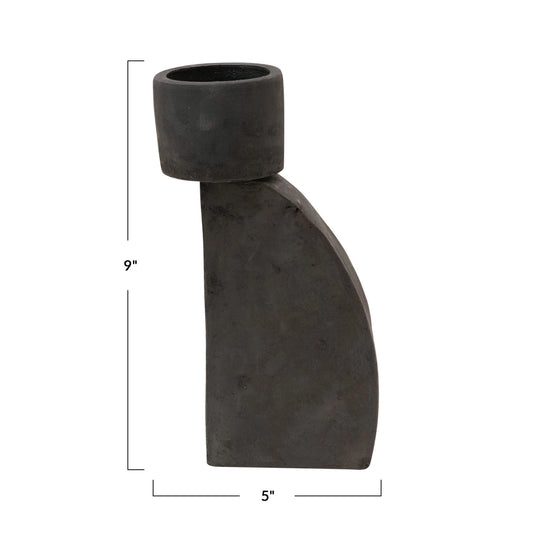 Matte Black Sculpted Terracotta Votive Holder