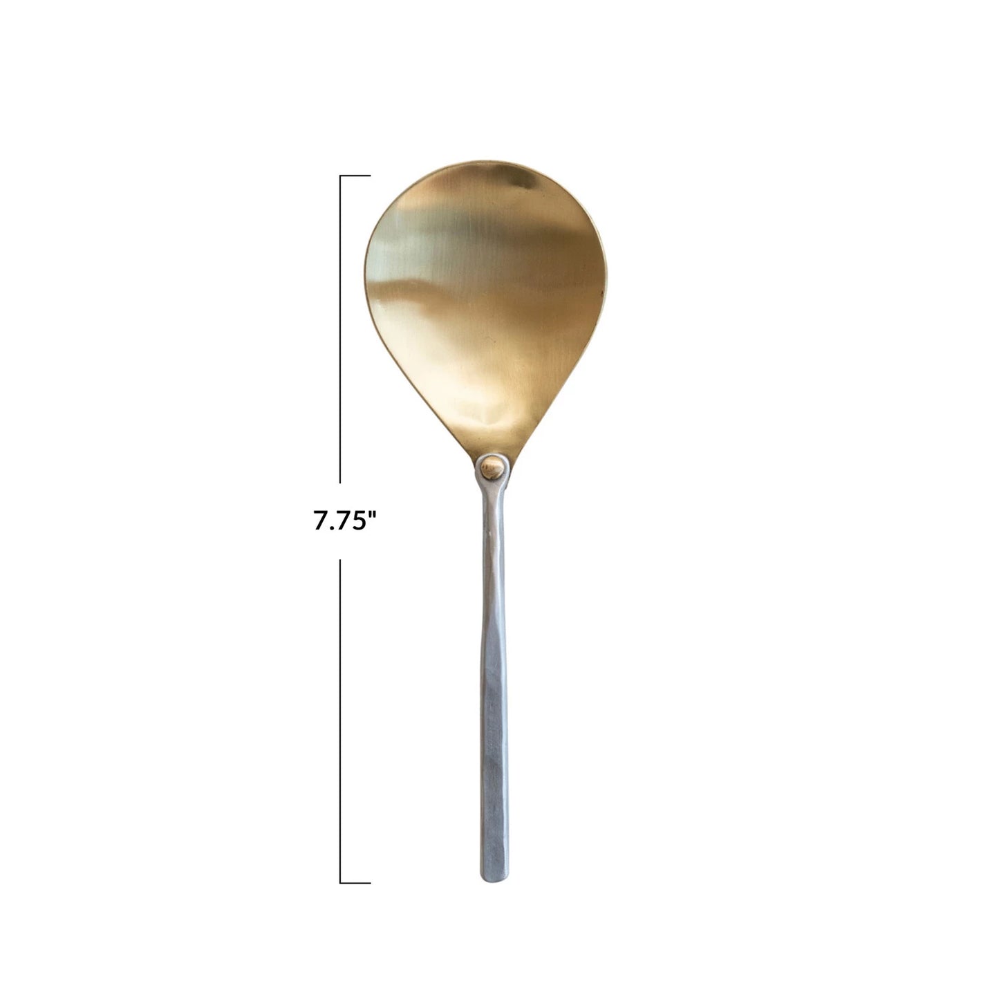 Brass Serving Spoon with Aluminum Handle, 7 3/4" L
