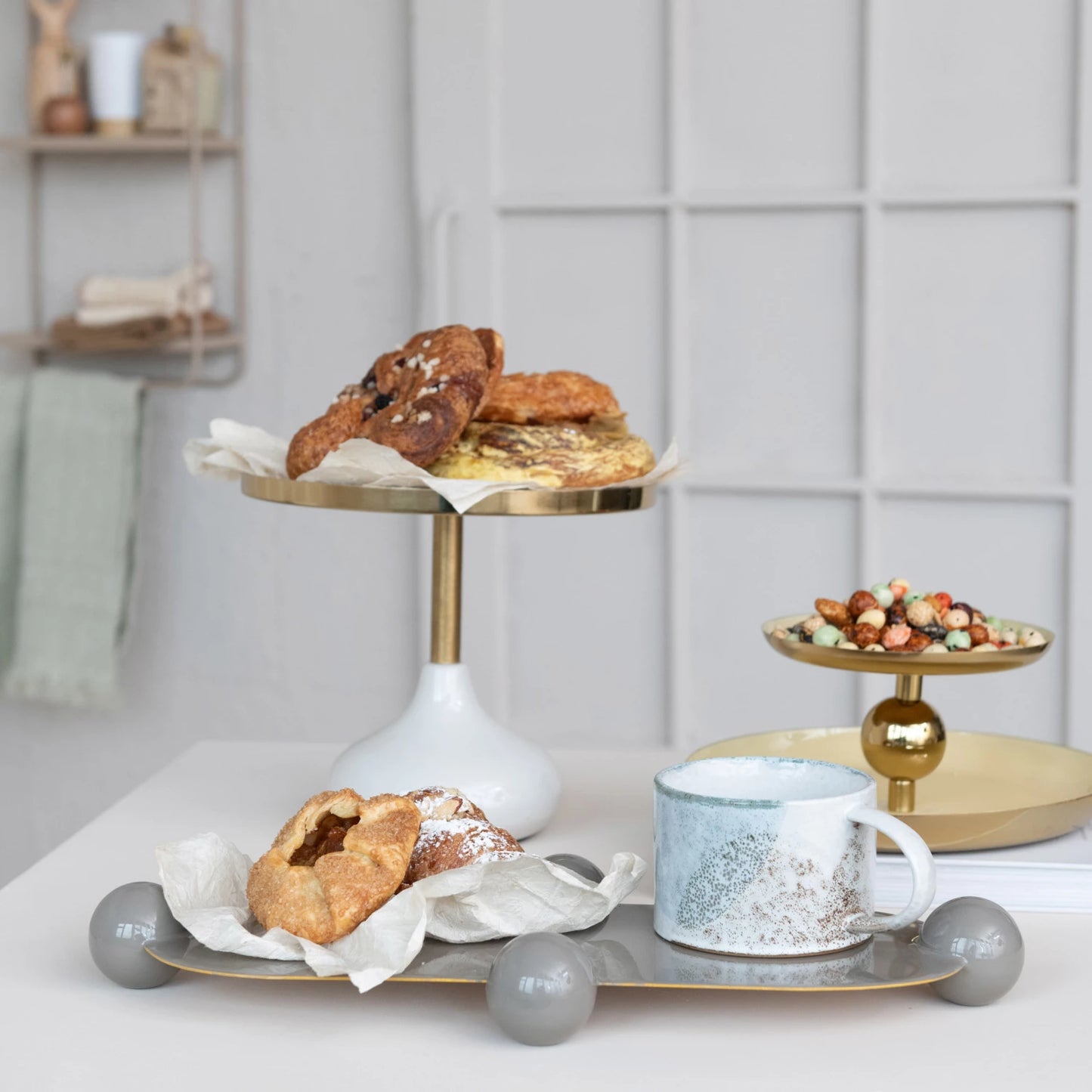 The Bubble Base Enameled Gray Tray