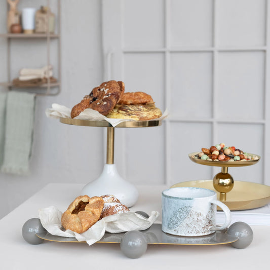 The Bubble Base Enameled Gray Tray by Bloomingville