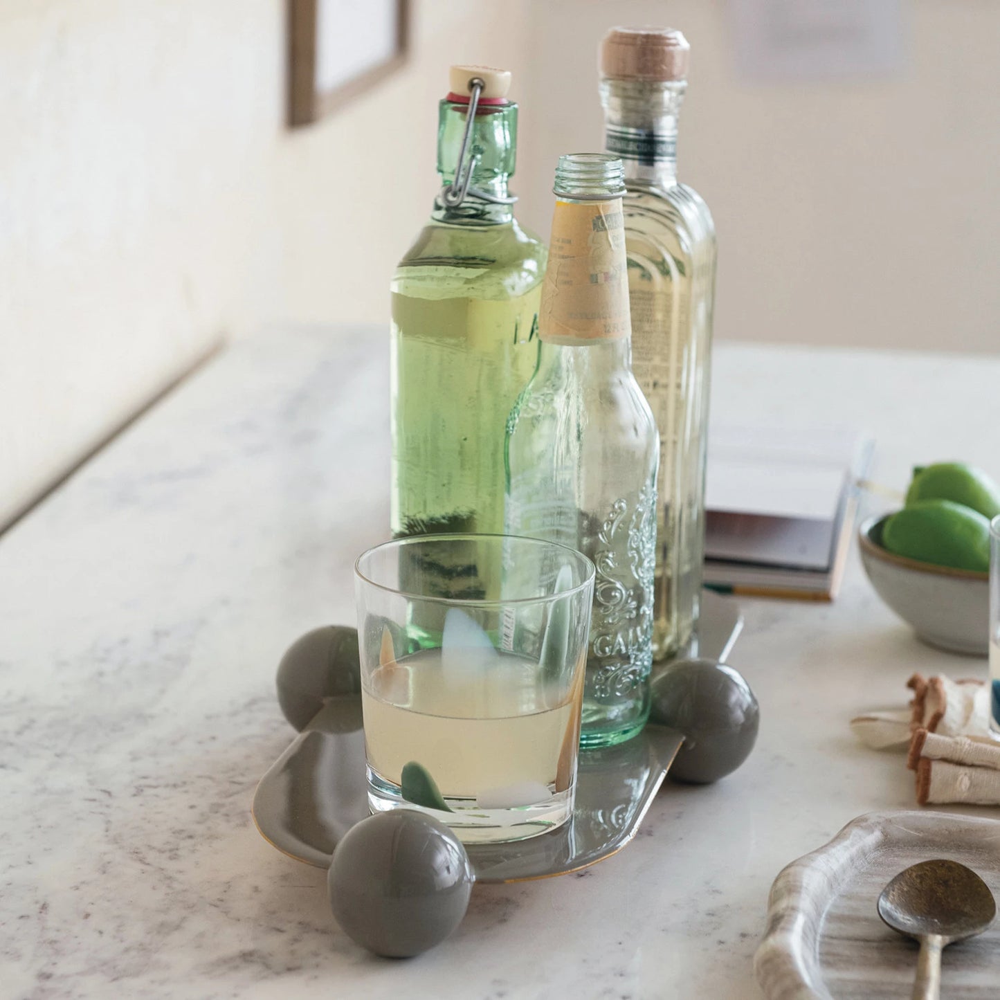 The Bubble Base Enameled Gray Tray