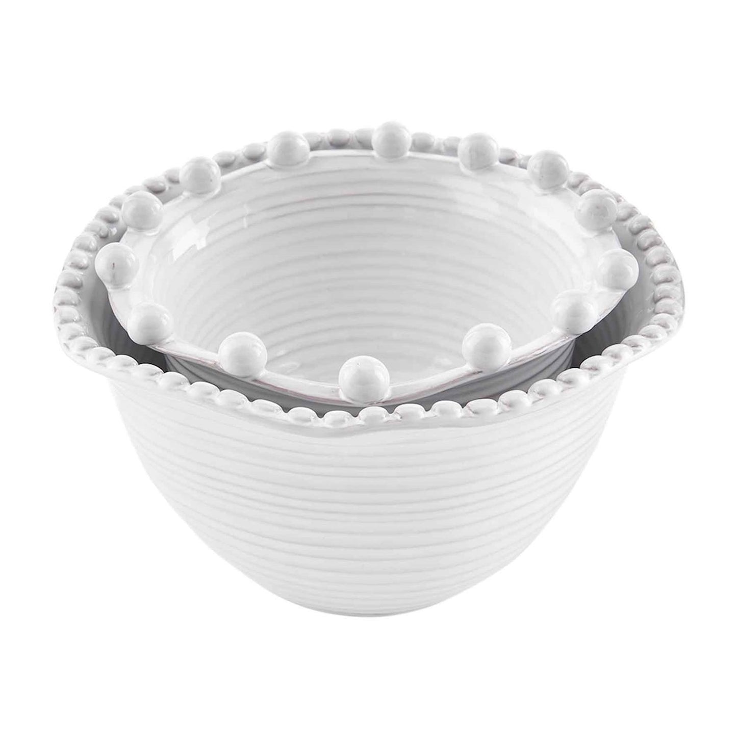 White Beaded Side Bowls
