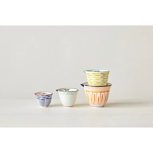 Hand-Stamped Measuring Cups with Stripes by Creative Co-Op
