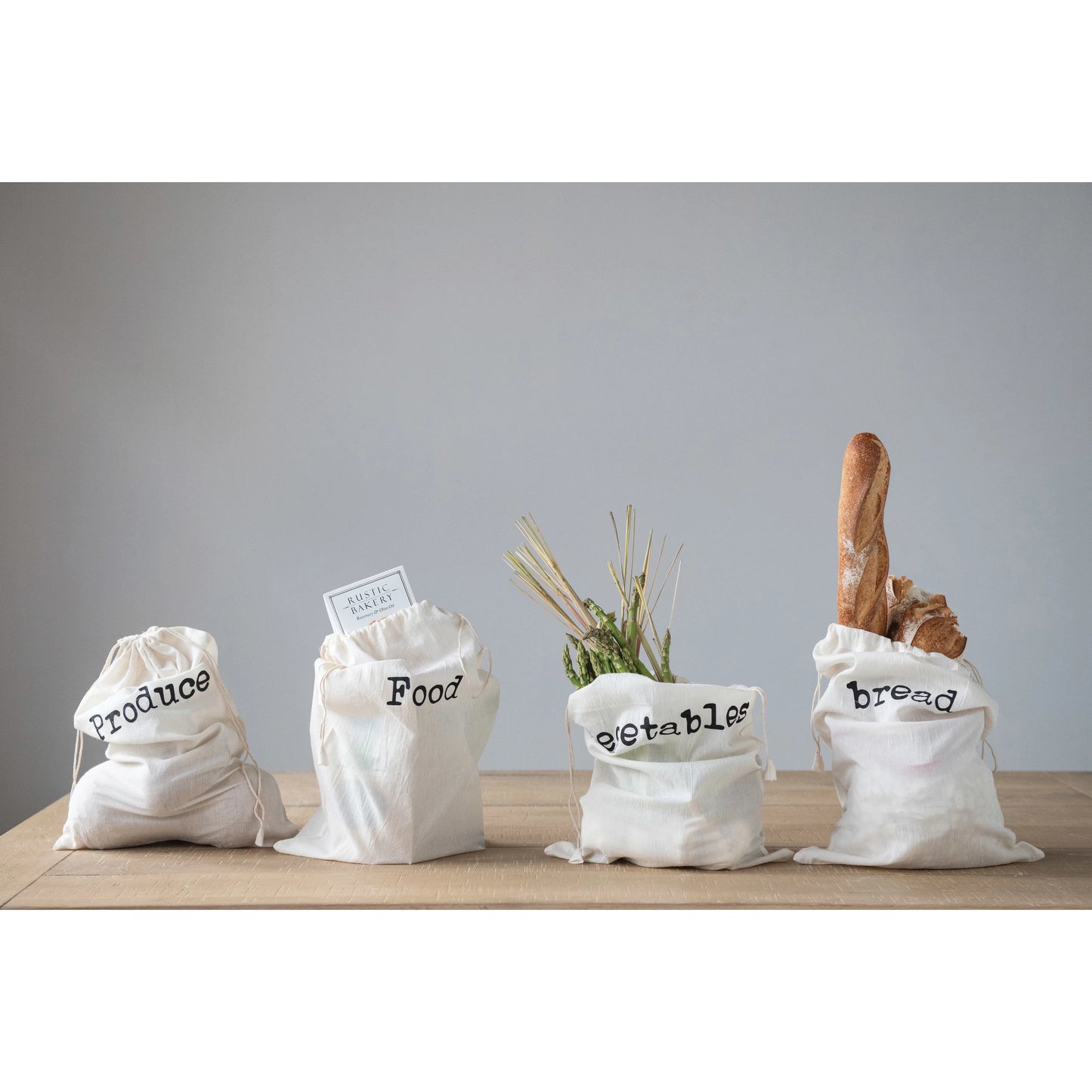 Cotton Printed Reusable Drawstring Food Bag