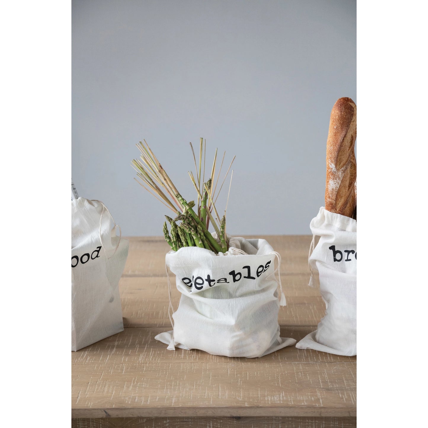 Cotton Printed Reusable Drawstring Food Bag