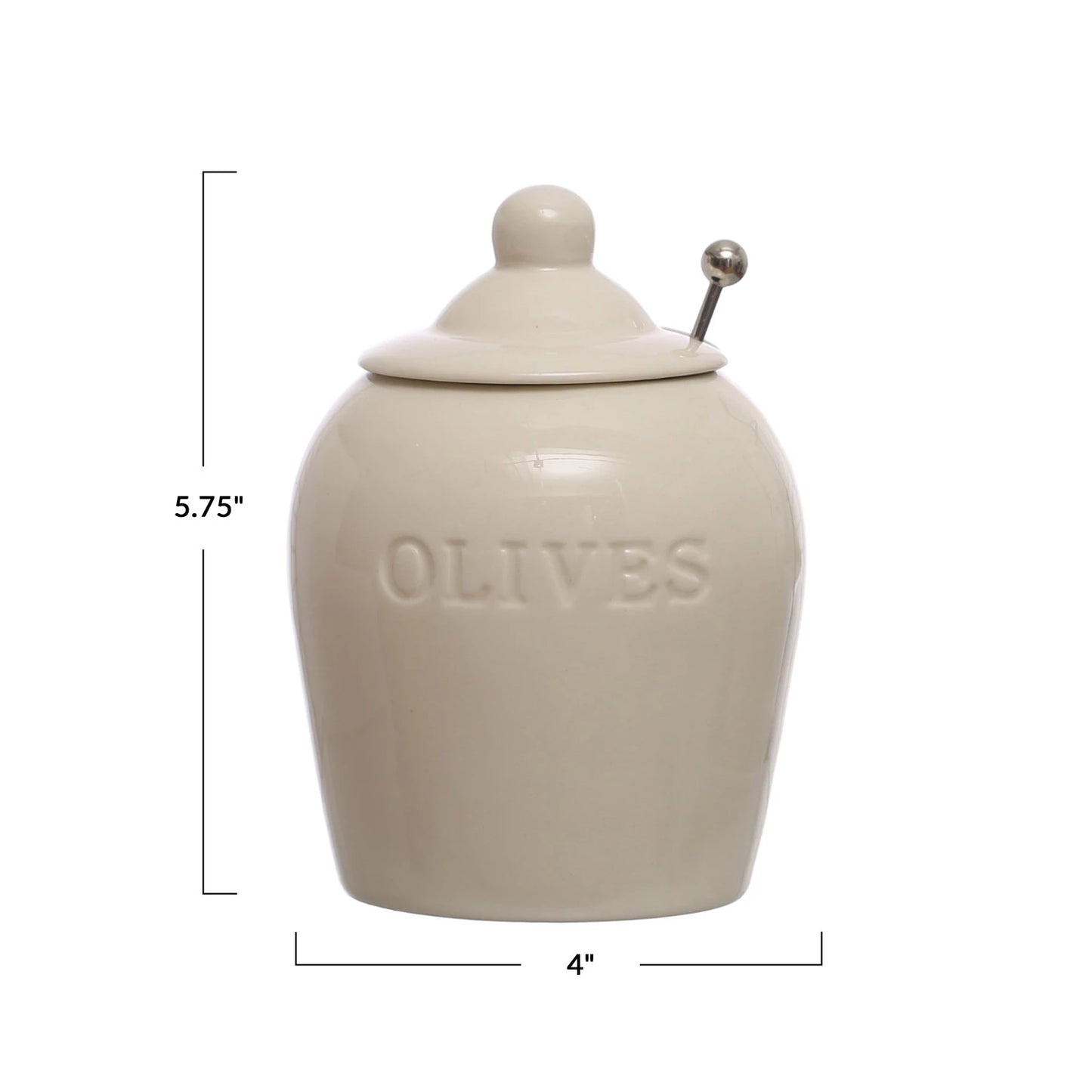 Debossed Stoneware Olive Jar