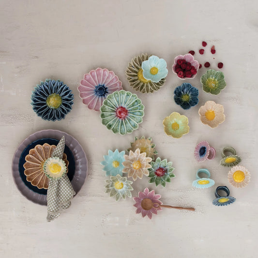 Bloom Mini Flower Dish with Reactive Glaze Finish