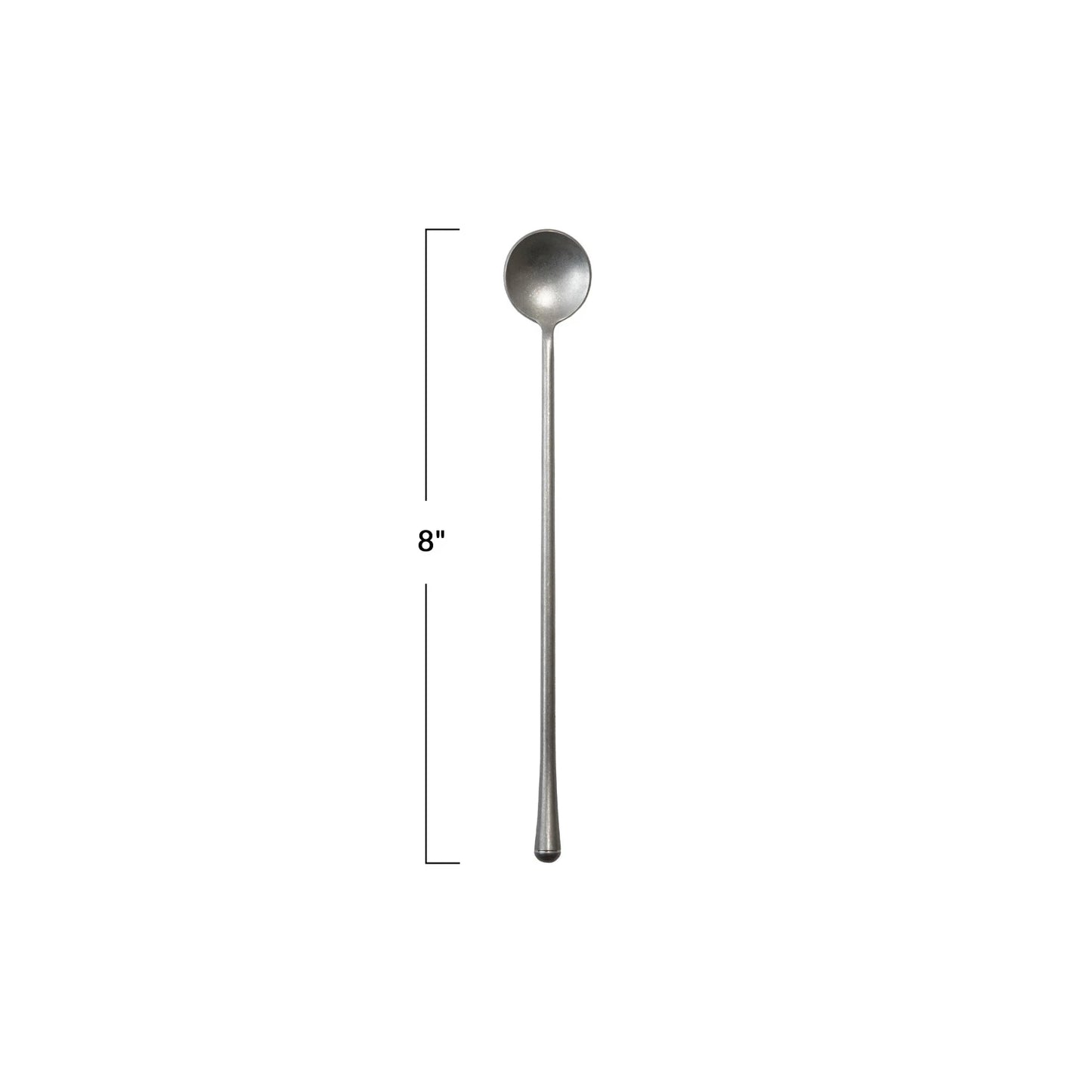8"L Cocktail Spoon Stainless Steel, Brushed Pewter Finish