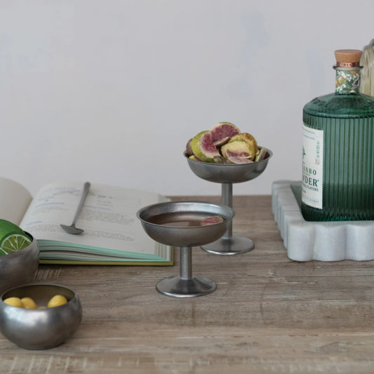 Pewter Footed Coupe Dish- 2 Size Options, Creative Co-Op