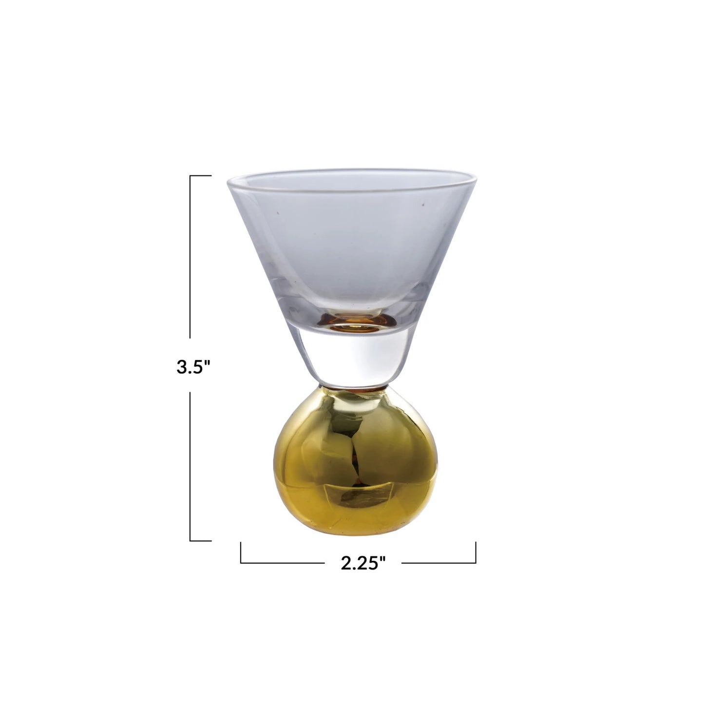 1 oz Shot Glass w/Gold Electroplated Ball Stem