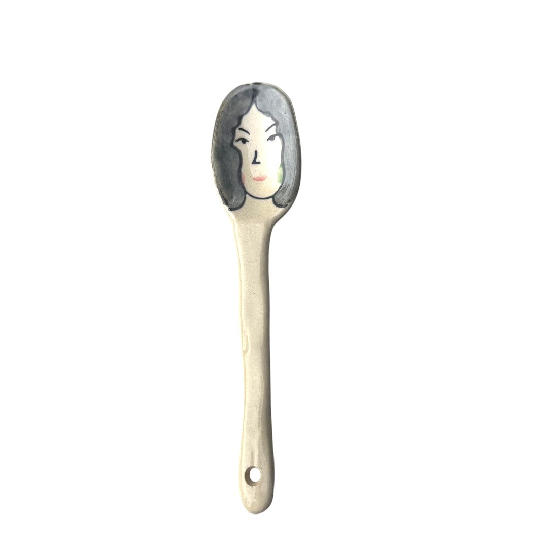 Playful Faces: Hand Painted Ceramic Spoon