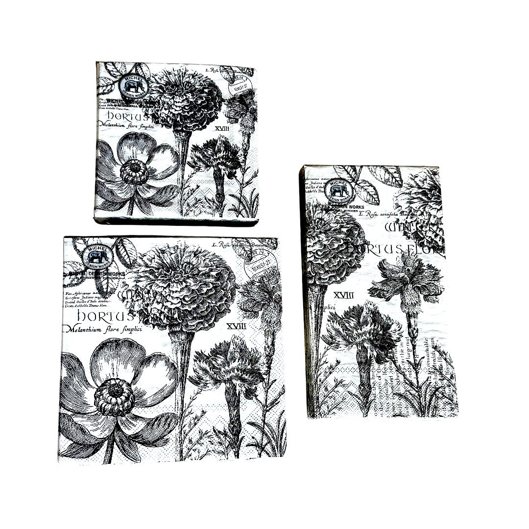 Flower Noir Luncheon Napkins
