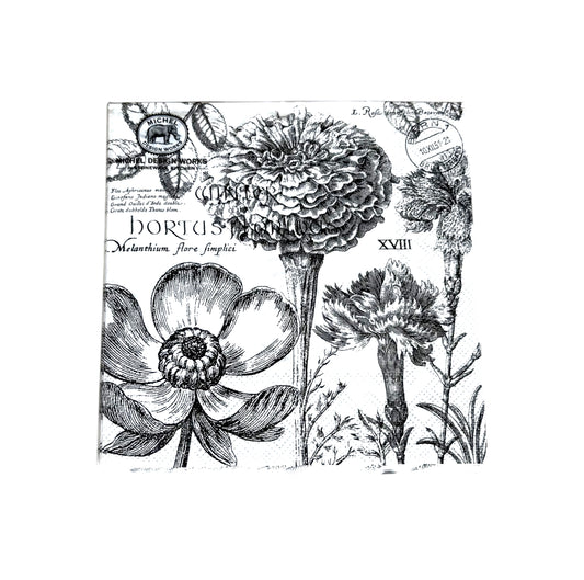 Flower Noir Luncheon Napkins