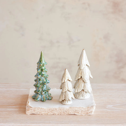 Whispering Pines Stoneware Trees with Reactive Glaze - 2 Size Options, by Creative Co-Op