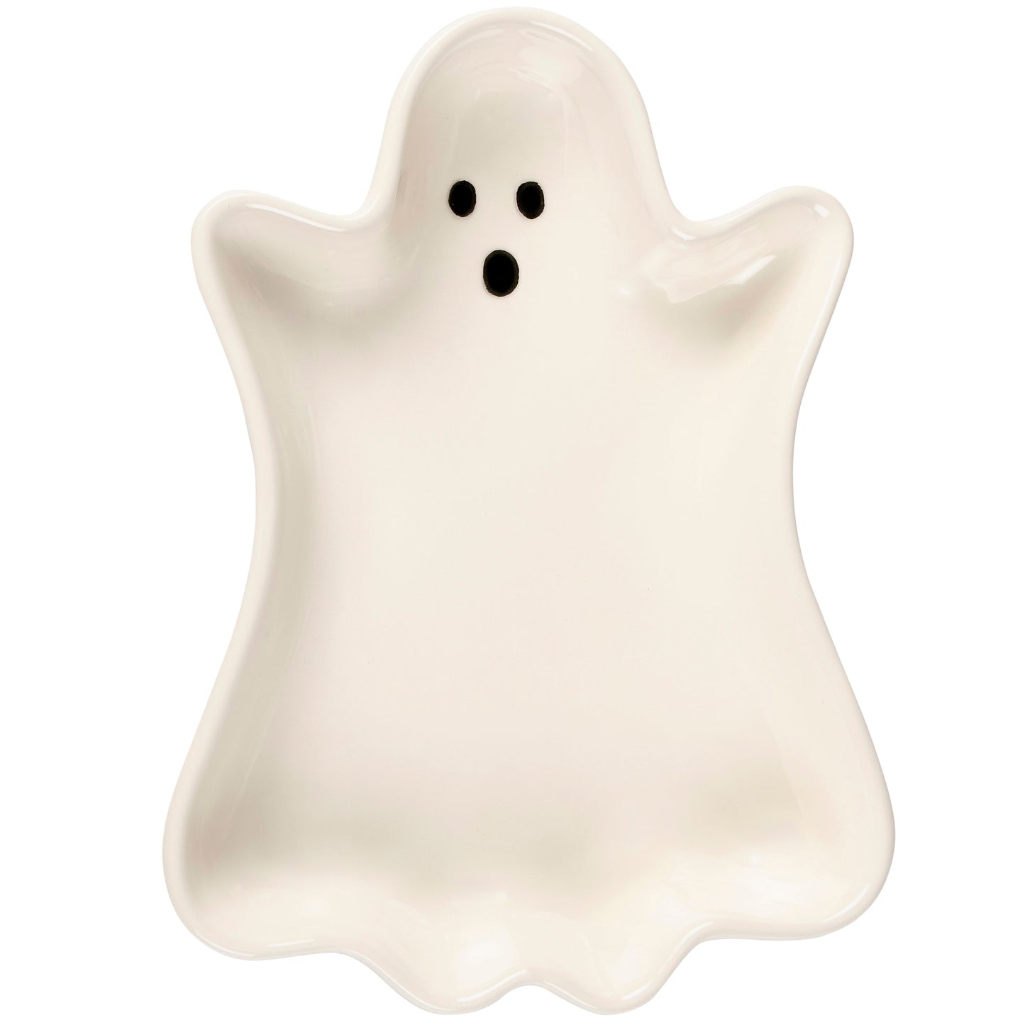 White ghost-shaped object on a white background