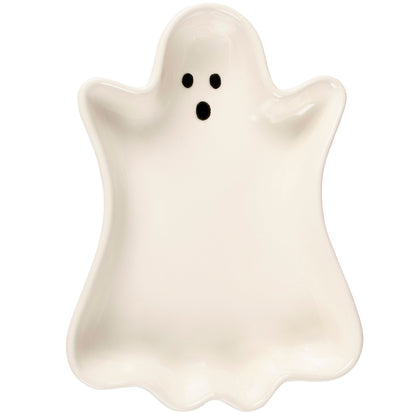 White ghost-shaped object on a white background