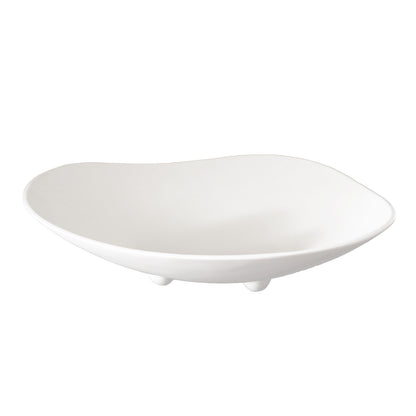 White melamine wavy organic bowl with ball feet 