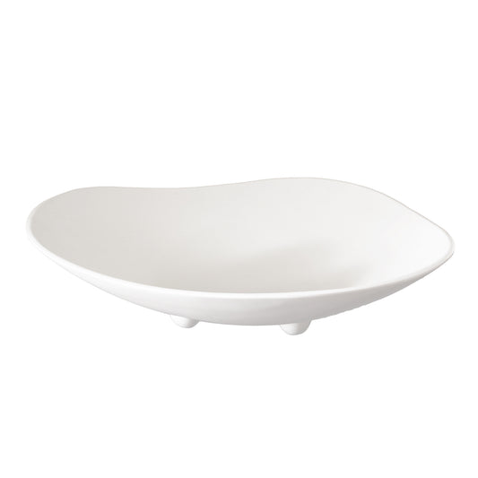 White melamine wavy organic bowl with ball feet 