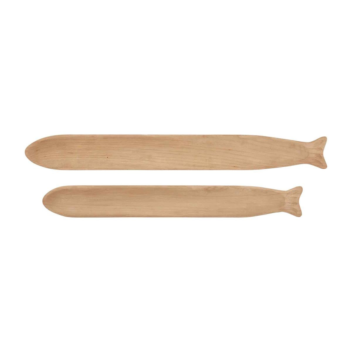 Two wooden fish decorative trays