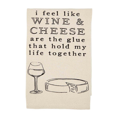 Wine Towels in Beige and Dark Charcoal, Mud Pie
