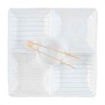 Textured Sectioned Server Set with Wood Tongs