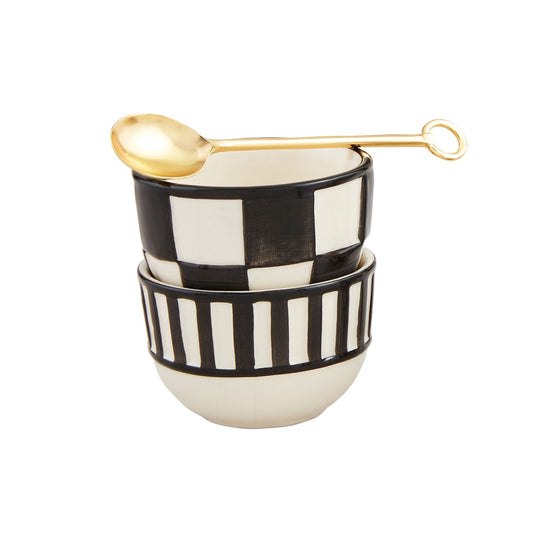 Black & White Stripe and Square Tidbit Set