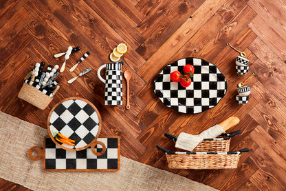 Black & White Stripe and Square Tidbit Set