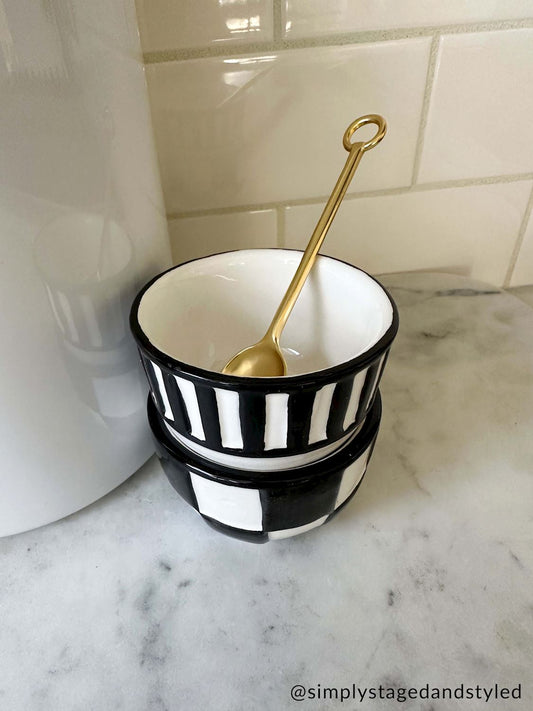 Black & White Stripe and Square Tidbit Set