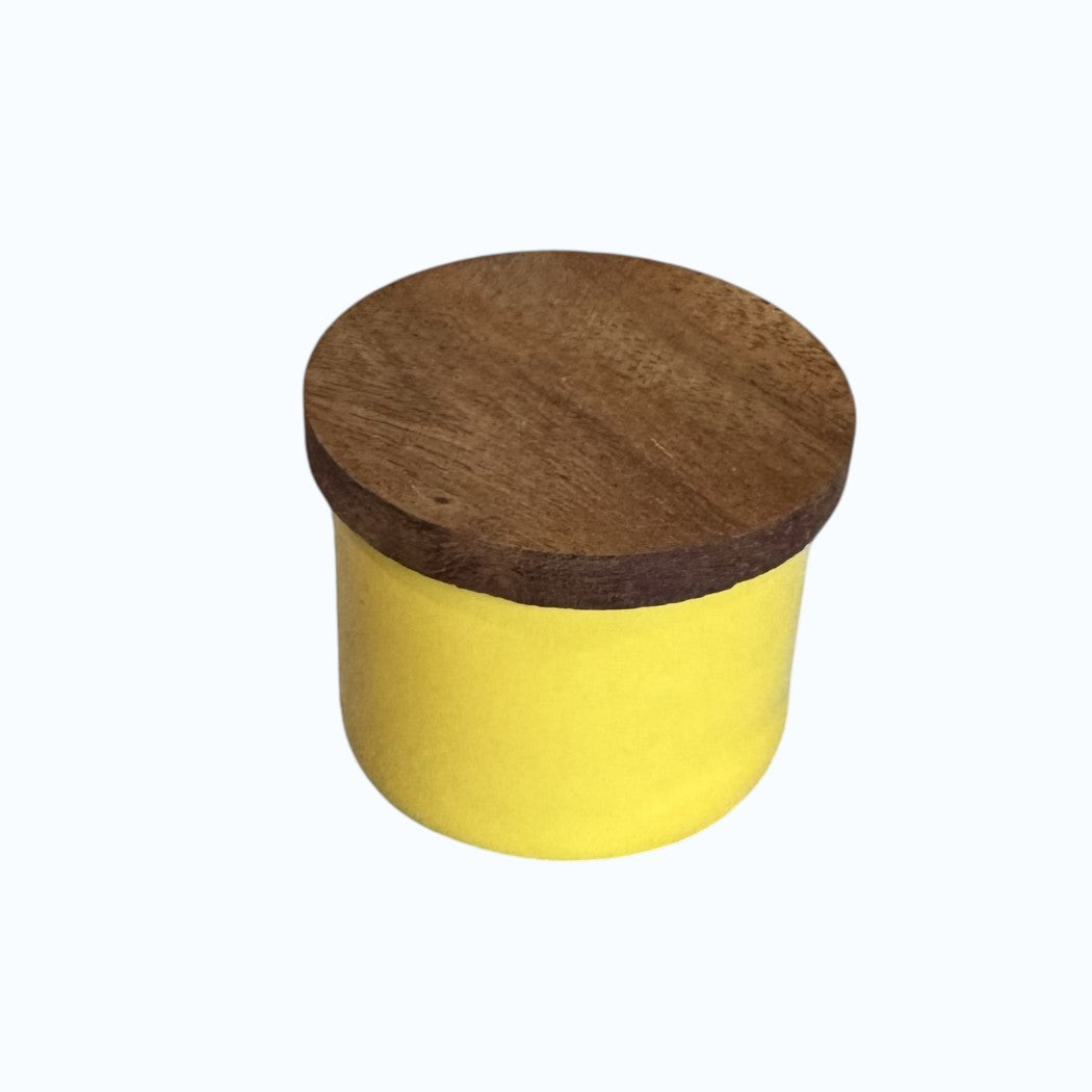 Metal Mini Pinch Pot with Acacia Wood Lid, 8 Color Options