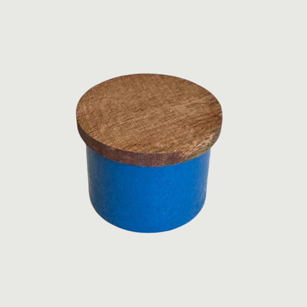 Metal Mini Pinch Pot with Acacia Wood Lid, 8 Color Options