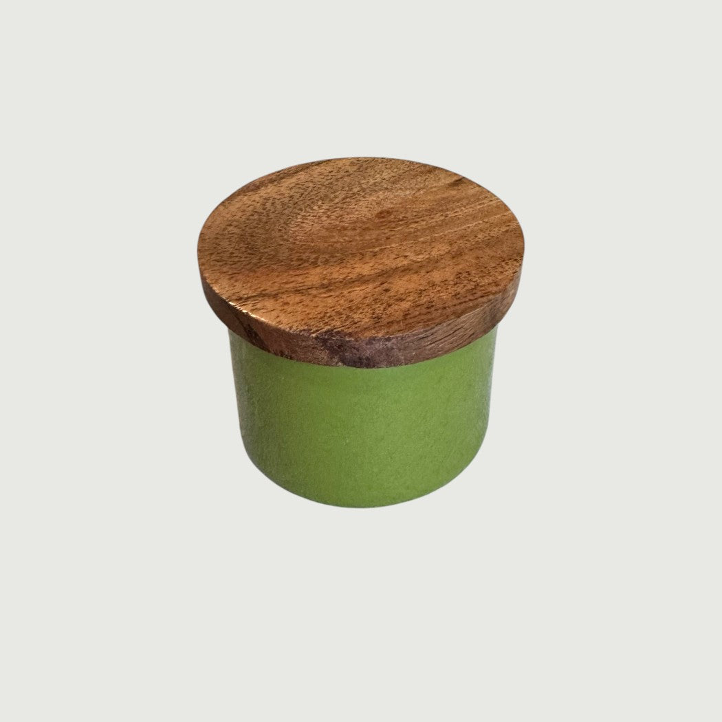 Metal Mini Pinch Pot with Acacia Wood Lid, 8 Color Options
