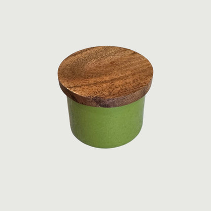 Metal Mini Pinch Pot with Acacia Wood Lid, 8 Color Options