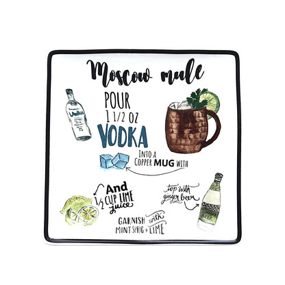 Square Stoneware Cocktail Recipe Plates
