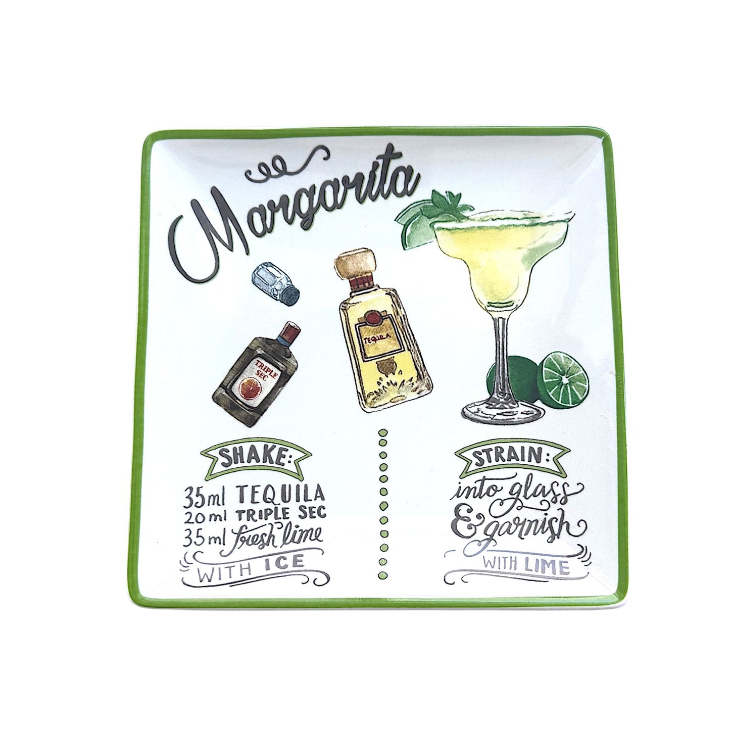 Square Stoneware Cocktail Recipe Plates
