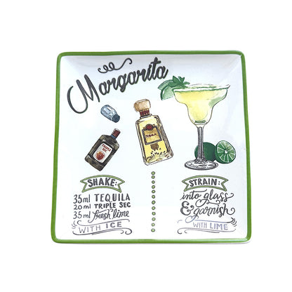 Square Stoneware Cocktail Recipe Plates