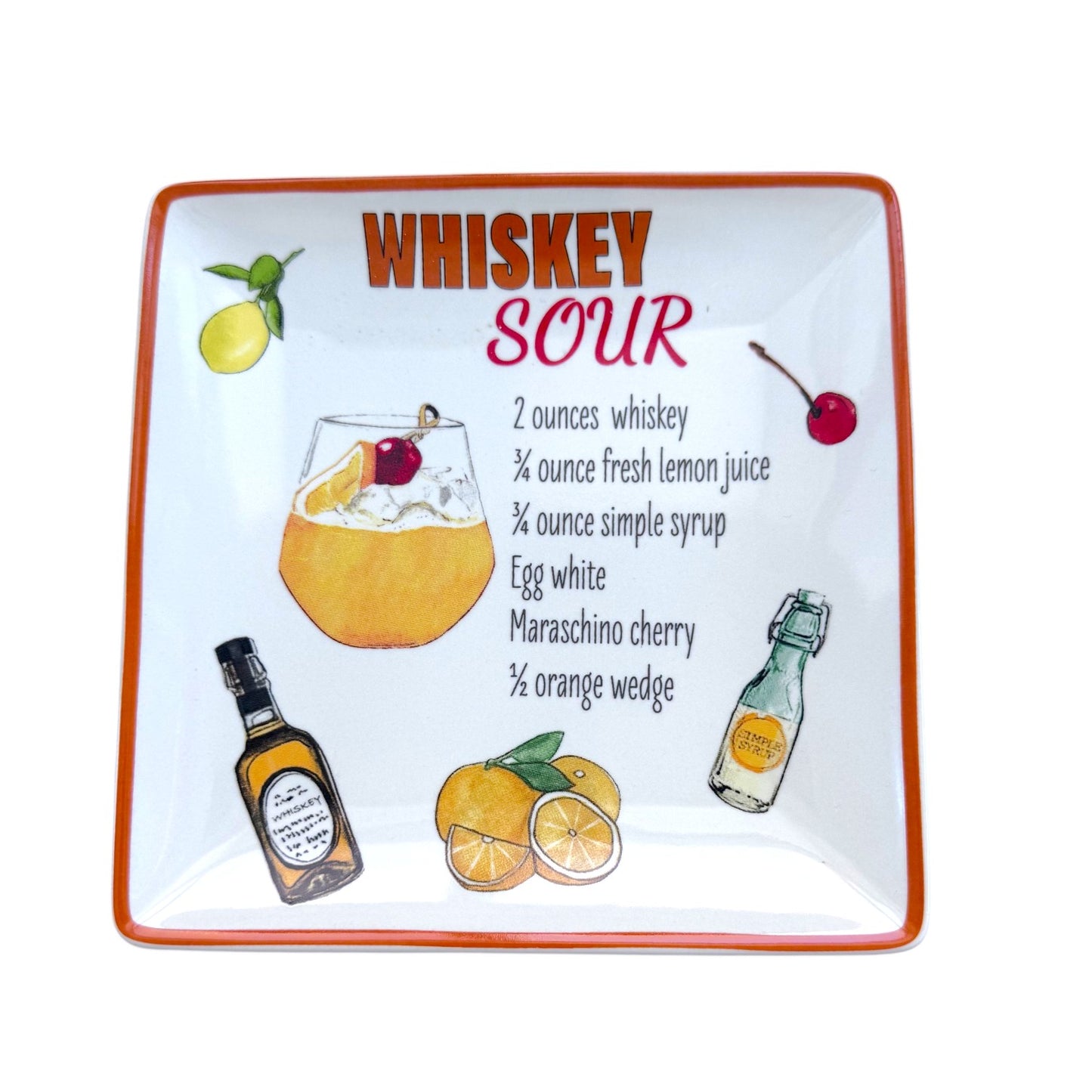 Square Stoneware Cocktail Recipe Plates