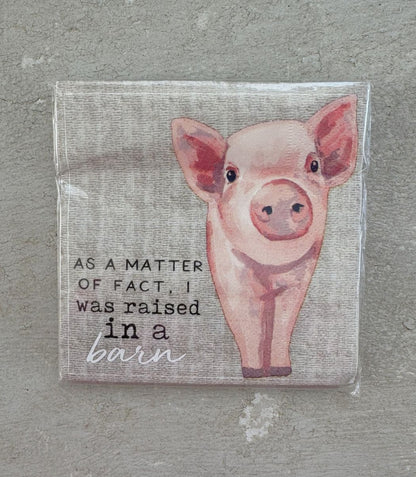 Pig cocktail napkin and funny text 