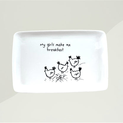 Whimsical Chicken Stoneware Serving Platter