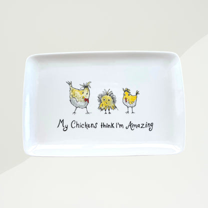 Whimsical Chicken Stoneware Serving Platter